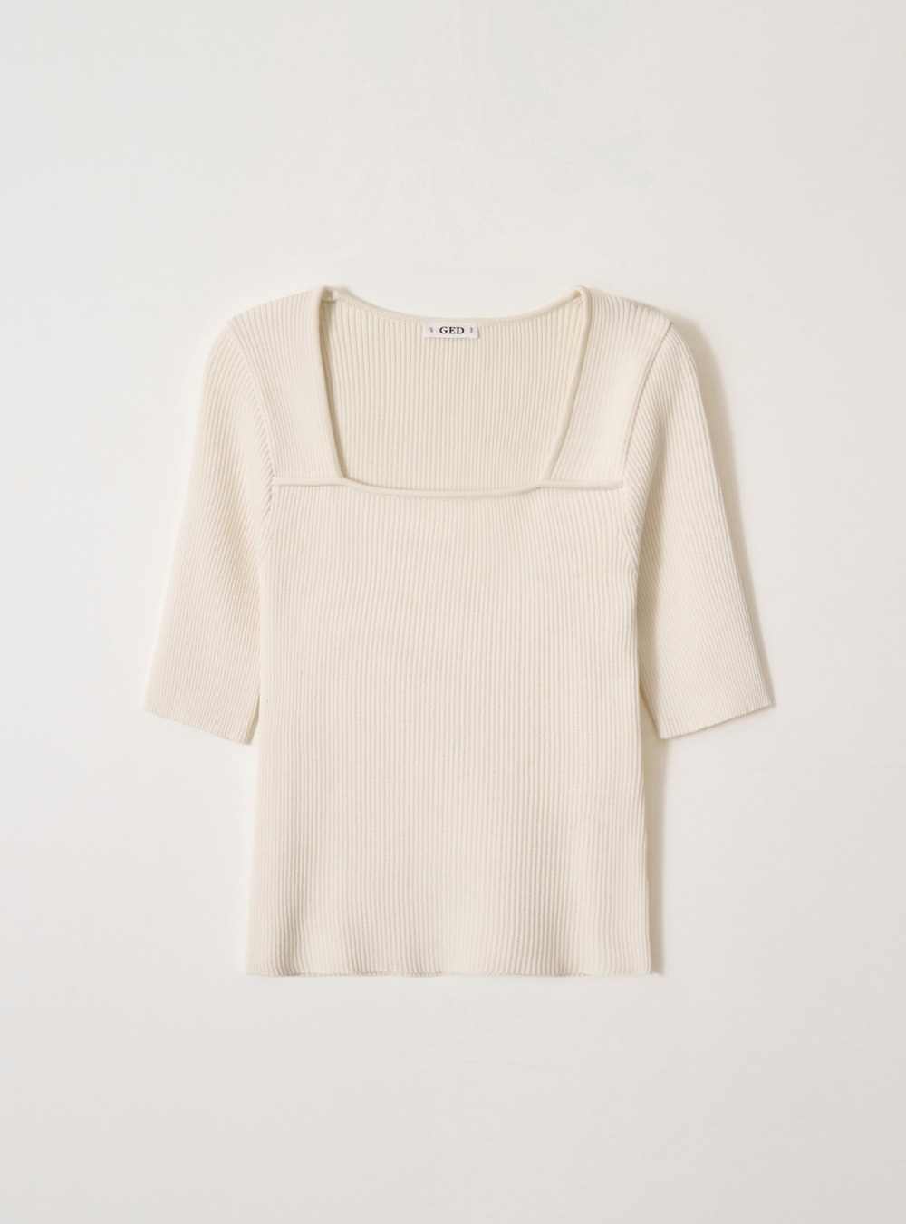 4TH_SQUARE NECK RIBBED KNIT - IVORY