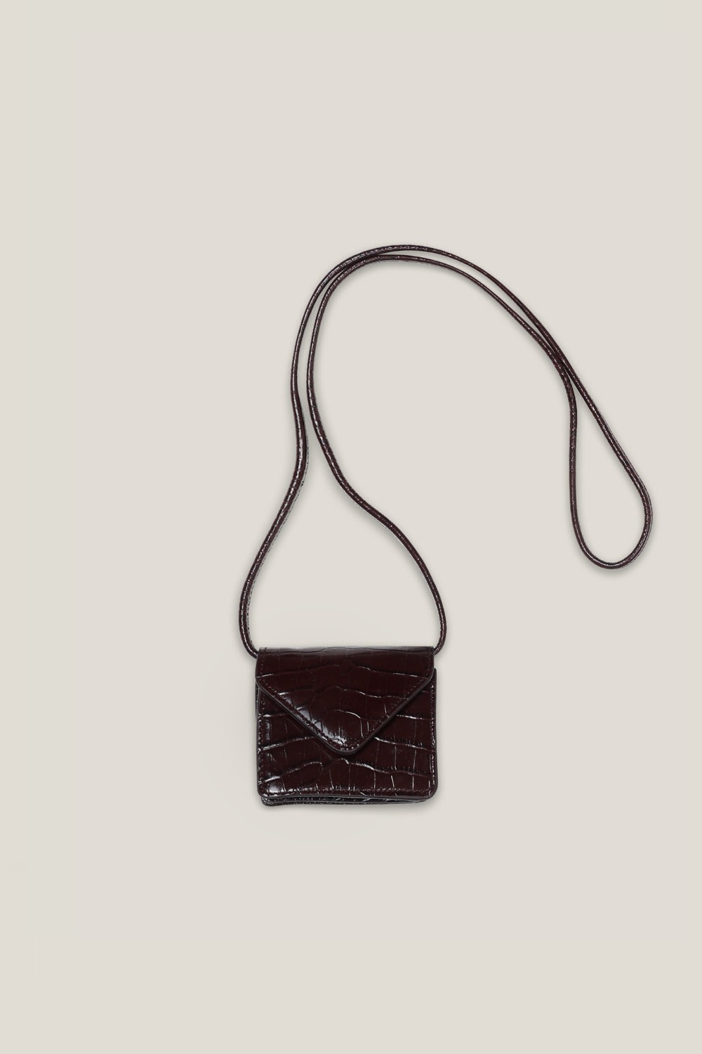 STRING LEATHER BAG - BROWN