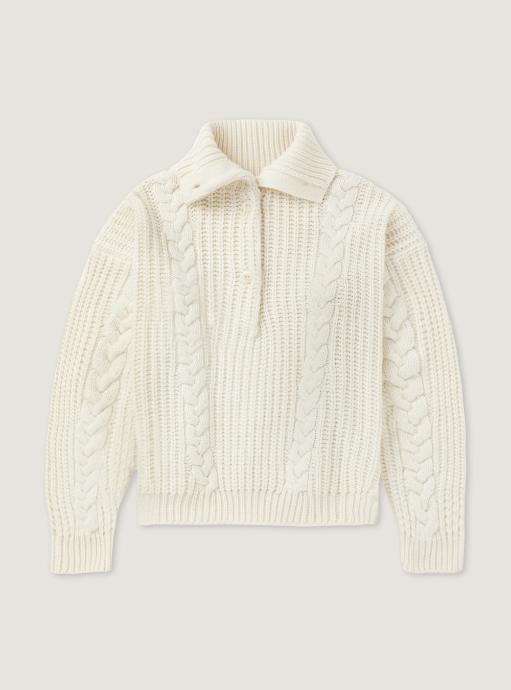 2ND_BUTTON - UP CABLE KNIT
