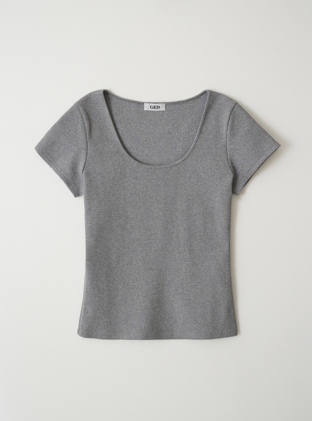 2ND_SCOOP NECK COTTON T-SHIRT -  GRAY