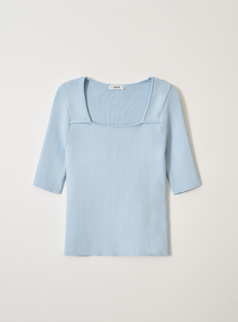 2ND_SQUARE NECK RIBBED KNIT - SKYBLUE