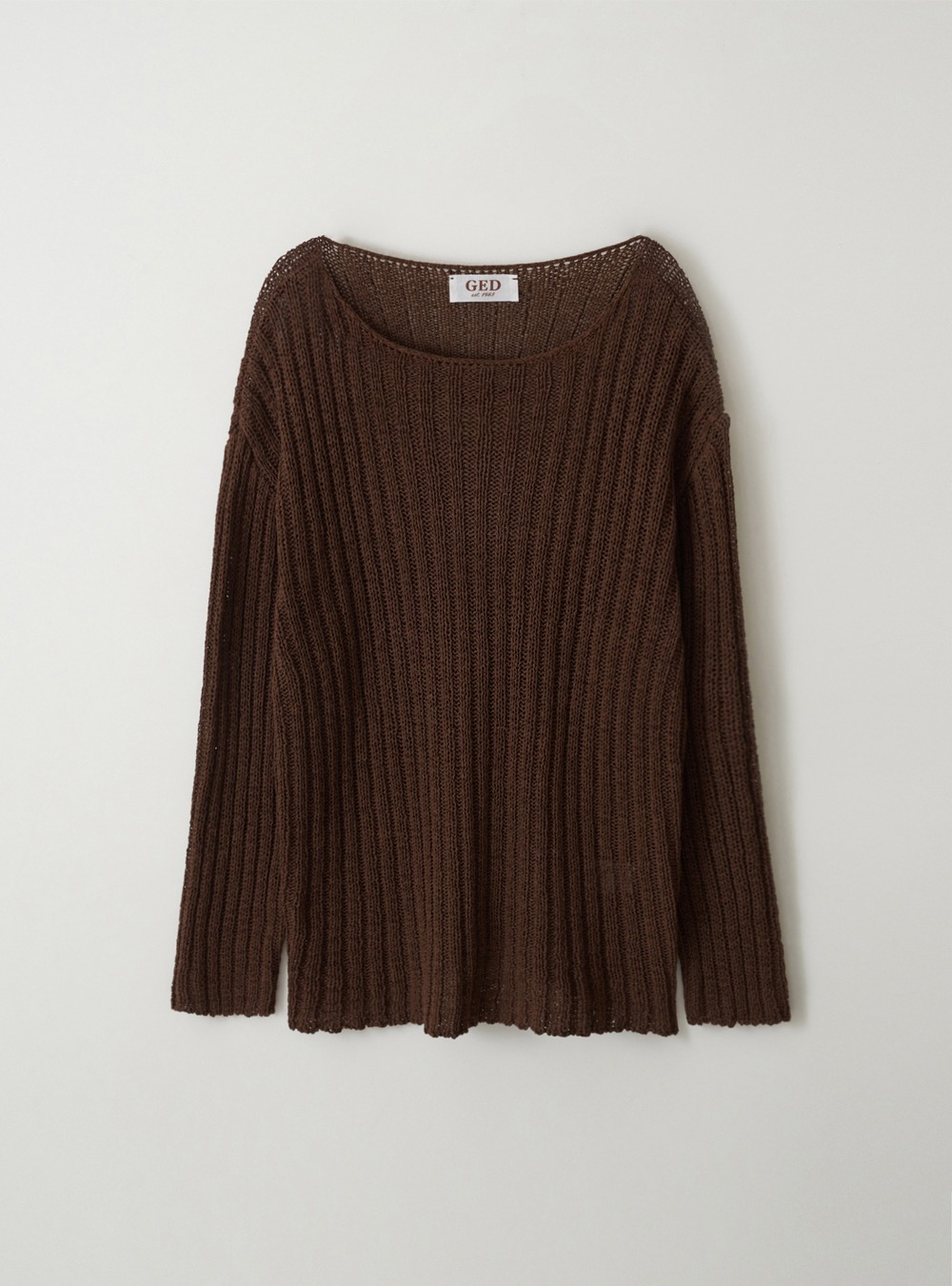 BOAT-NECK PULLOVER - BROWN